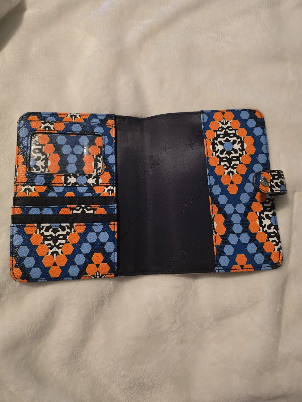 Vera Bradley Blue & Orange Geometric Snap Wallet